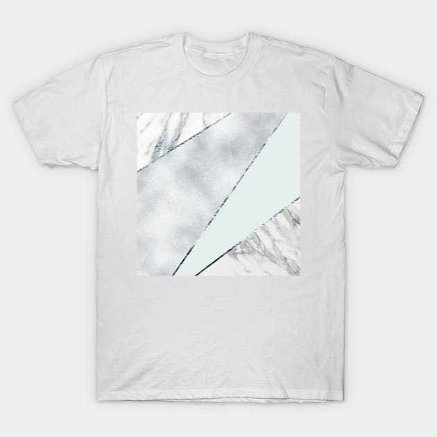 Sparkling ice silver with grey marble T-Shirt by marbleco